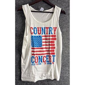 Country Concert Tank Top 2016 White Red Blue Ft. Loramie Ohio Size S